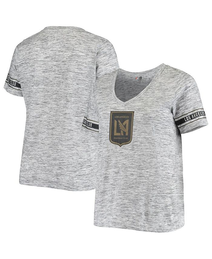 New Era Women's 5th & Ocean by Heathered Gray LAFC Plus Size Logo Space Dye V-Neck T-shirt