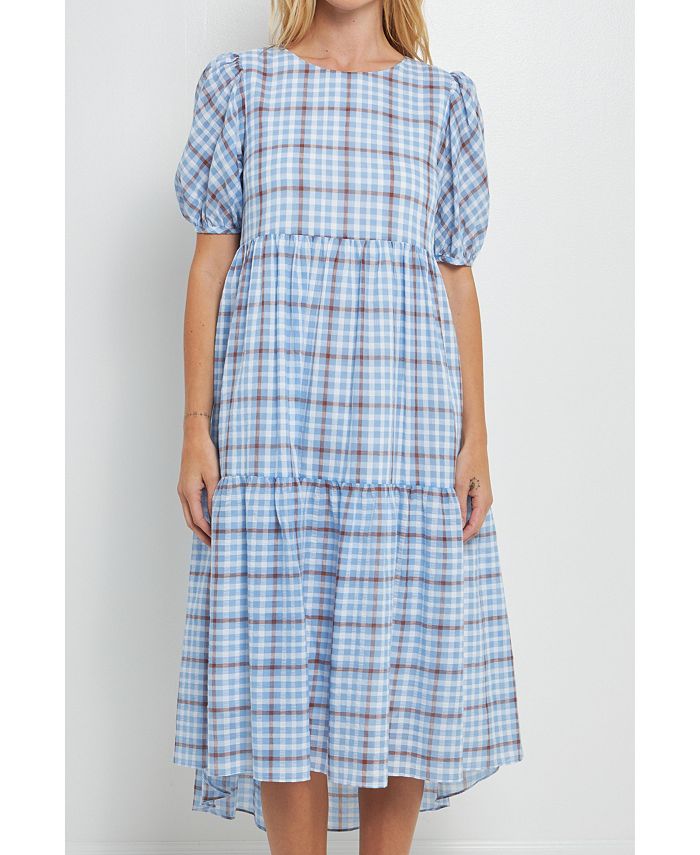 English Factory Women's Check Print Midi Dress
