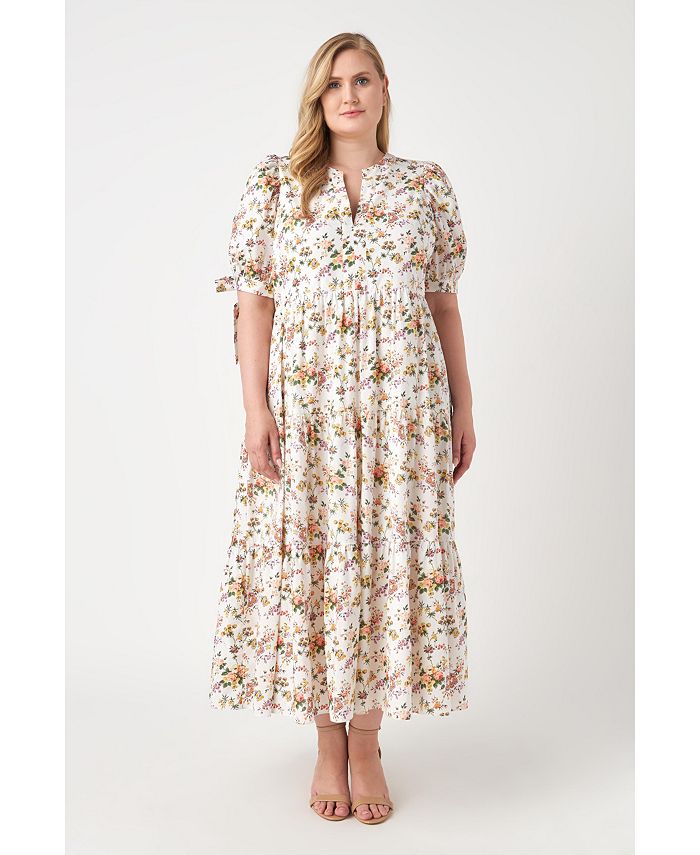 English Factory Women's Plus size Floral Tiered Long Dress