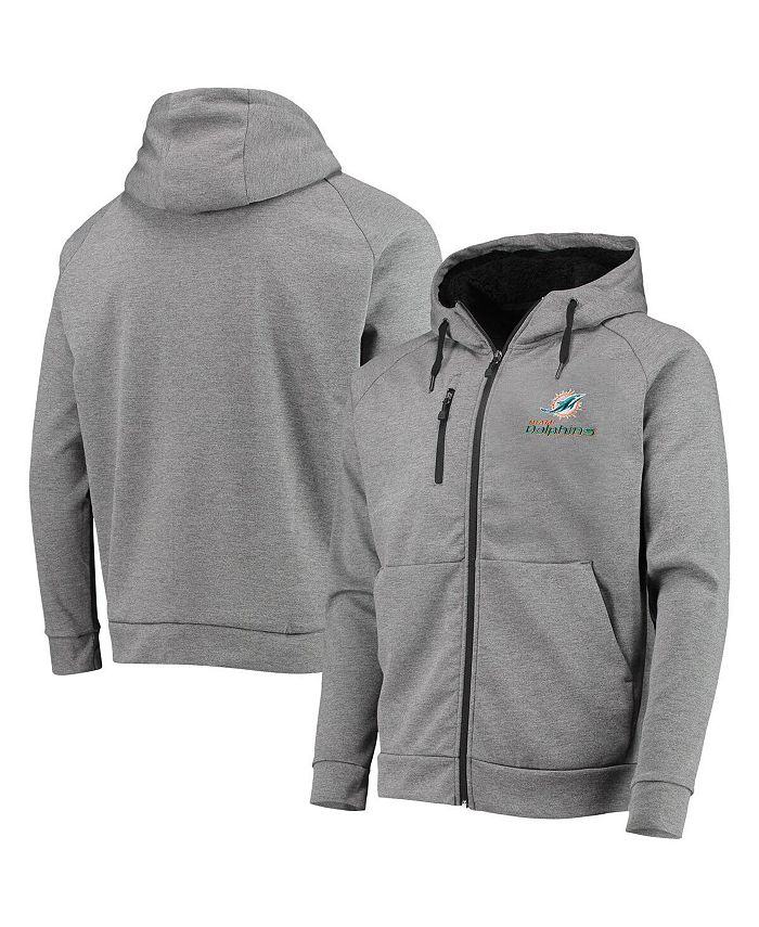 Dunbrooke Men's Heathered Charcoal Miami Dolphins Shag Tri-Blend Full-Zip Raglan Hoodie