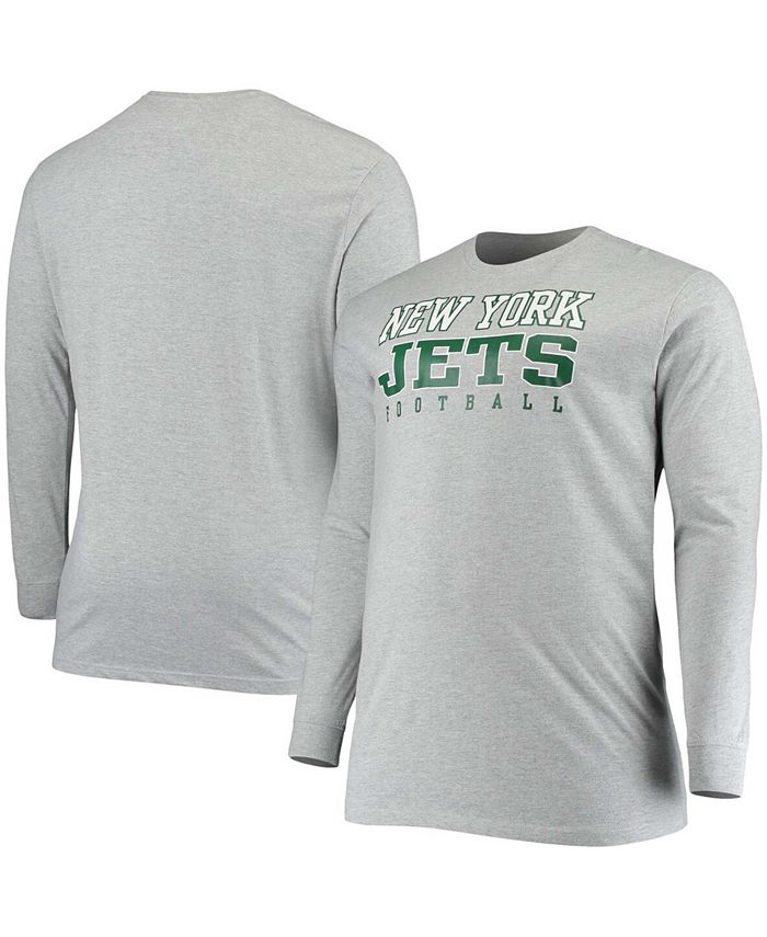 Fanatics Men's Big and Tall Heathered Gray New York Jets Practice Long Sleeve T-shirt