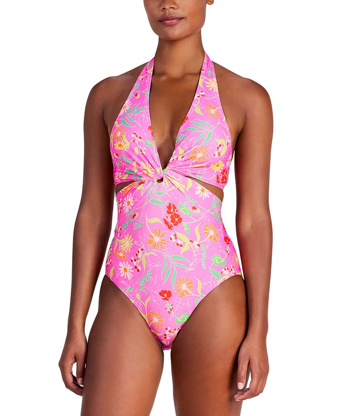 kate spade new york Women's Knot-Front Halter One-Piece Swimsuit