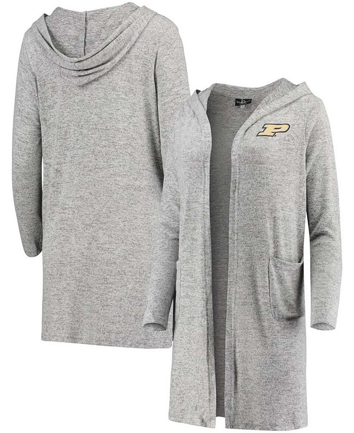 Boxercraft Women's Heathered Gray Purdue Boilermakers Cuddle Soft Duster Tri-Blend Hooded Cardigan