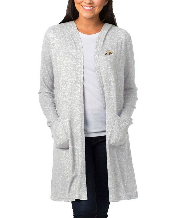 Boxercraft Women's Heathered Gray Purdue Boilermakers Cuddle Soft Duster Tri-Blend Hooded Cardigan