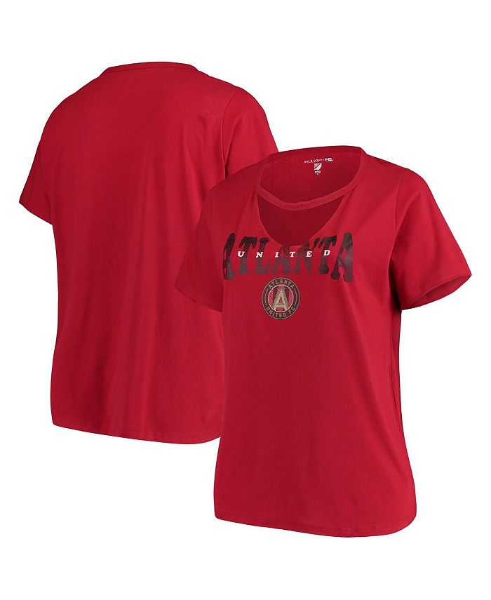 New Era Women's 5th & Ocean by Red Atlanta United FC Plus Size Athletic Baby V-Neck T-shirt