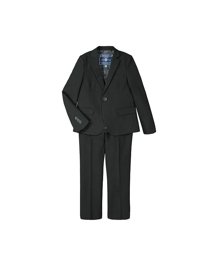 Andy & Evan Child Boys Black Twill Basics 2-Piece Suit