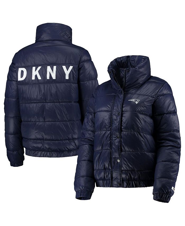 DKNY Sport Women's Navy New England Patriots Julia Full-Button Puffer Jacket