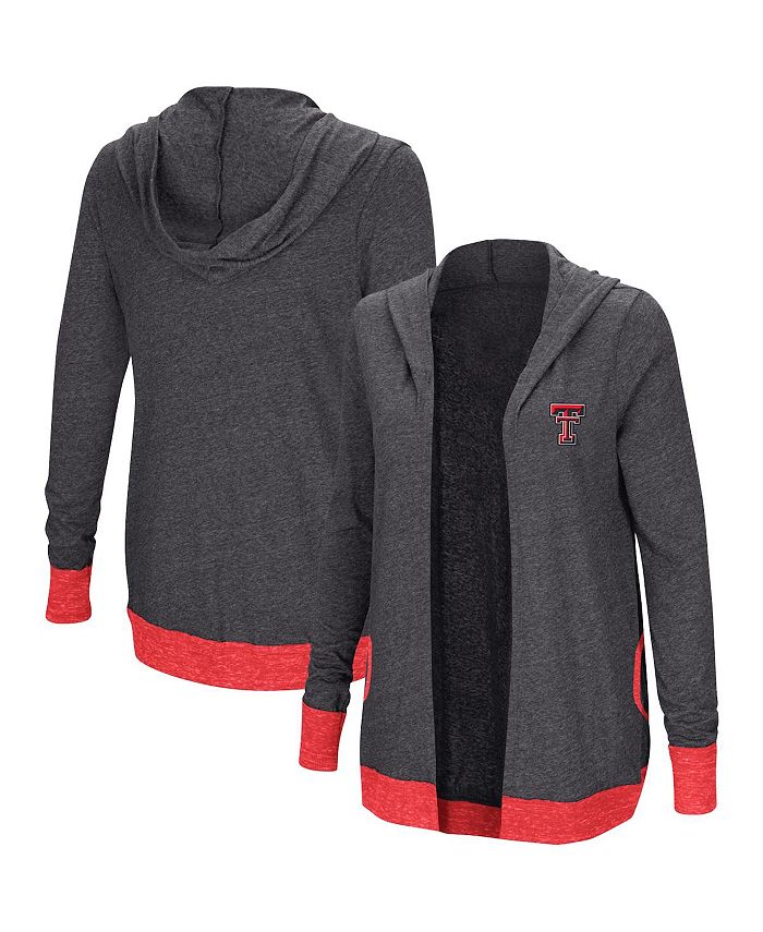 Colosseum Women's Charcoal Texas Tech Red Raiders Steeplechase Open Cardigan with Hood