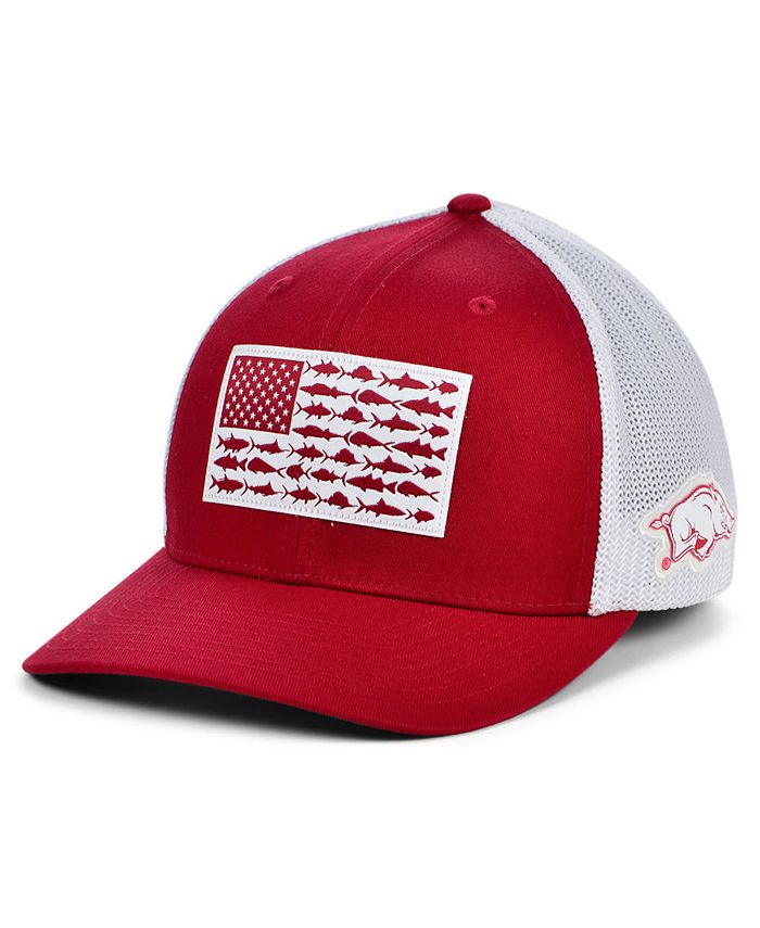 Columbia Arkansas Razorbacks PFG Fish Flag Stretch-Fitted Cap