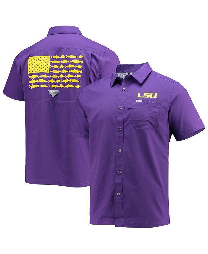 Columbia Men's PFG Purple LSU Tigers Slack Tide Camp Button-Up Shirt