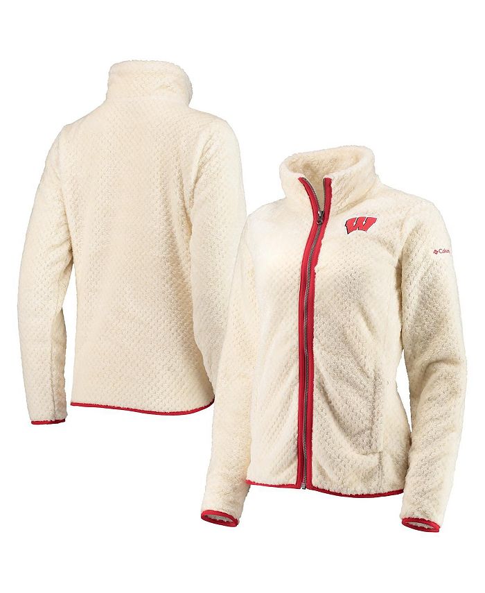 Columbia Women's Cream Wisconsin Badgers Fireside II Sherpa Full-Zip Jacket