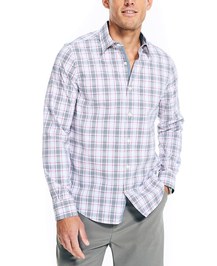 Nautica Men's Navtech Trim-Fit Plaid Button-Up Long-Sleeve Shirt