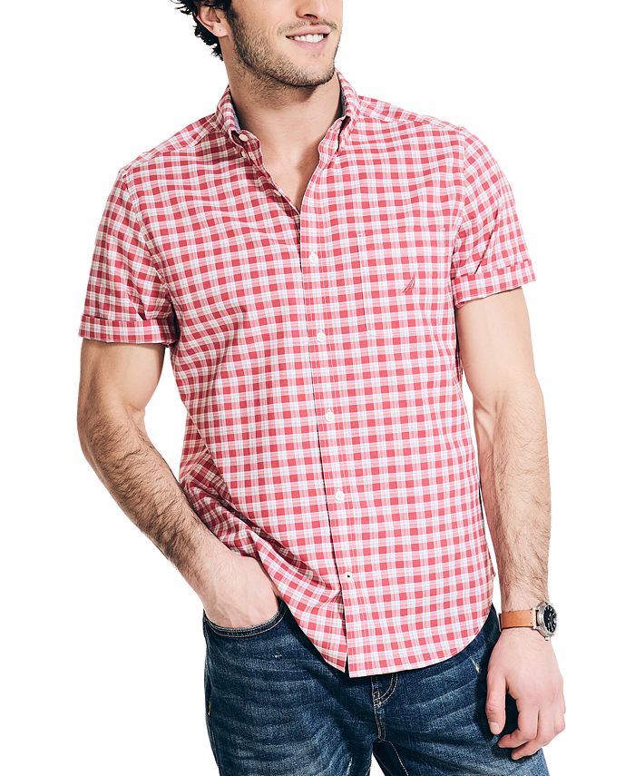 Nautica Men's Short-Sleeve Plaid Button-Down Shirt