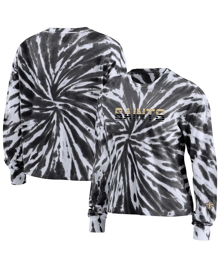 WEAR by Erin Andrews Women's Black New Orleans Saints Tie-Dye Long Sleeve T-shirt