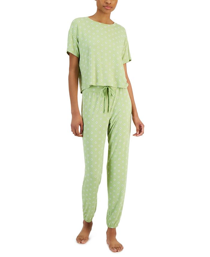 Jenni Women's Short-Sleeve Printed Jogger Pajamas Set