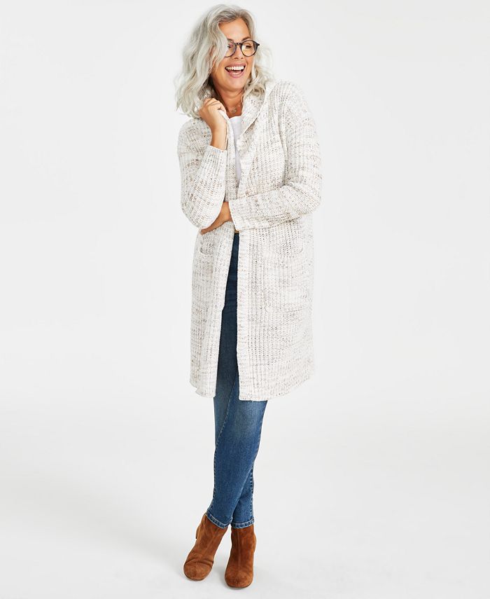 Style & Co Women's Hooded Open-Front Duster Cardigan
