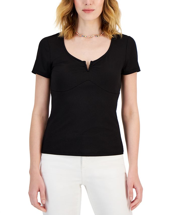 I.N.C. International Concepts Women's Ribbed Square-Neck Top