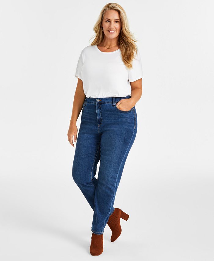 Style & Co Plus Size High-Rise Straight-Leg Jeans