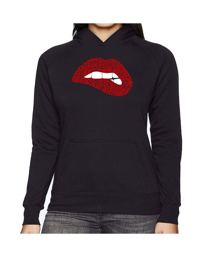 LA Pop Art Women's Word Art Hooded Sweatshirt -Savage Lips