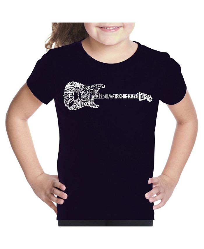 LA Pop Art Big Girl's Word Art T-shirt - Rock Guitar