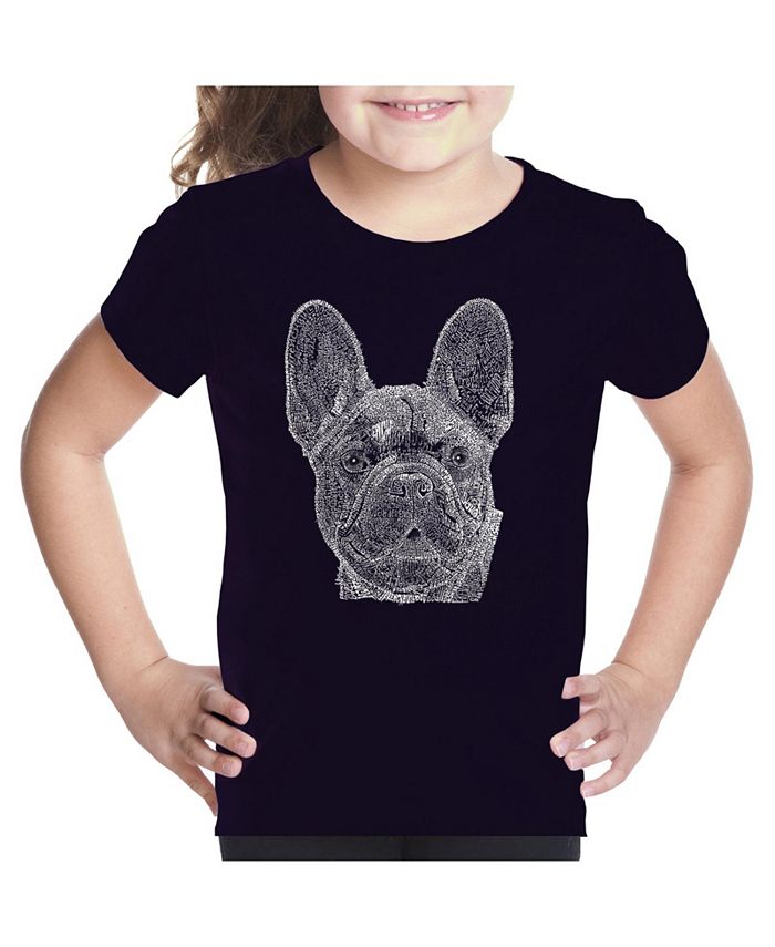 LA Pop Art Big Girl's Word Art T-shirt - French Bulldog