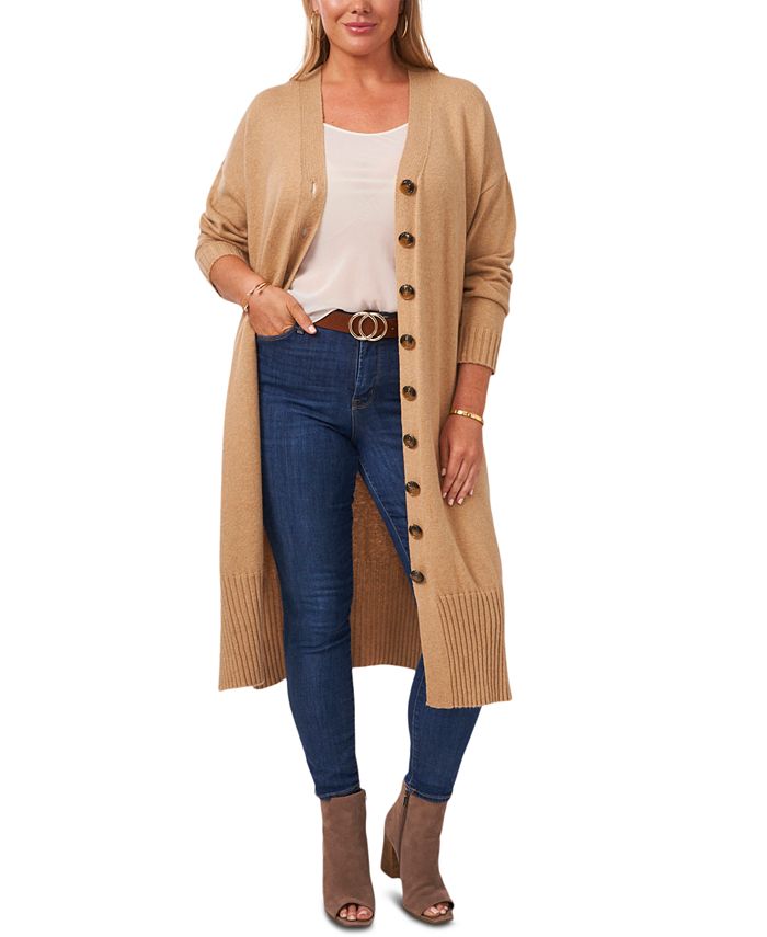 Vince Camuto Plus Size Button-Front Duster Cardigan