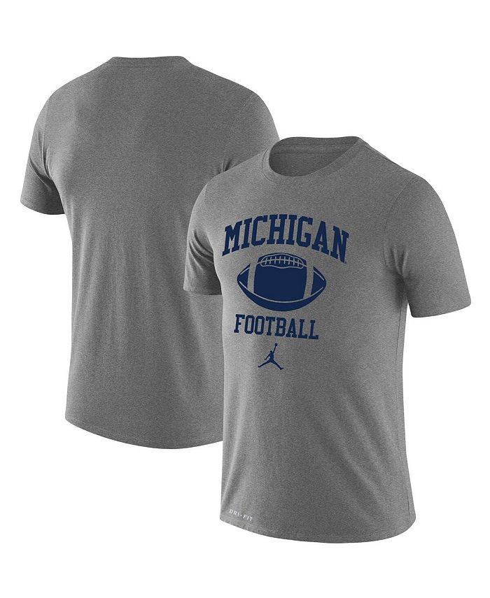 Jordan Men's Brand Heathered Gray Michigan Wolverines Retro Football Lockup Legend Performance T-shirt