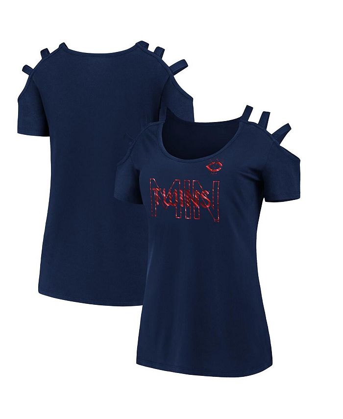 Fanatics Women's Branded Navy Minnesota Twins Three Strap Open Shoulder T-shirt