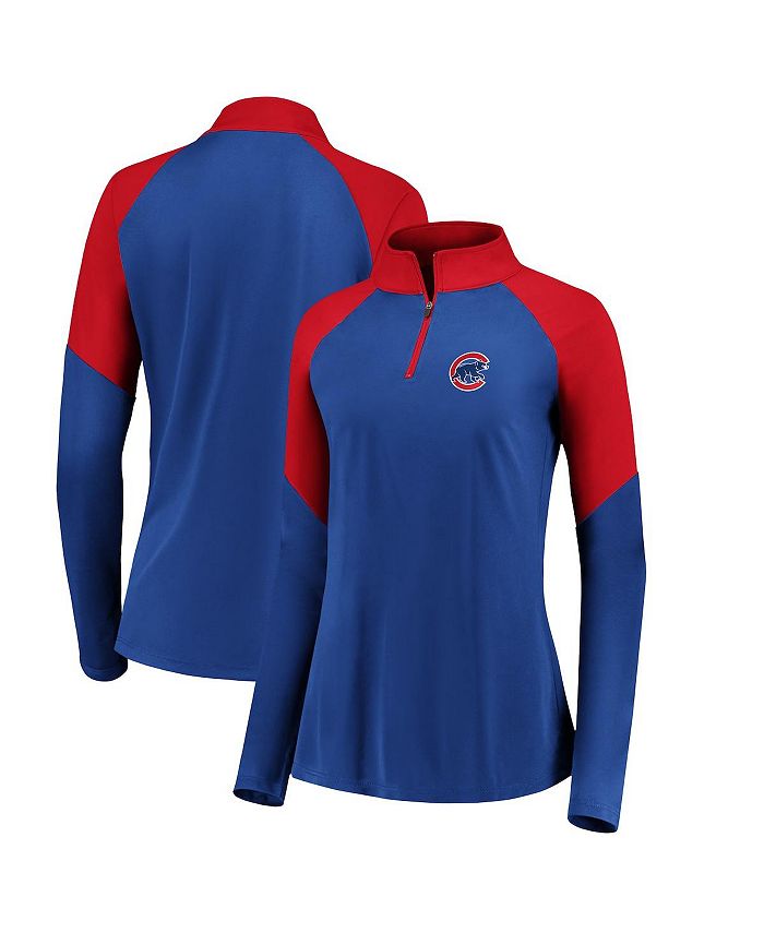 Fanatics Women's Branded Royal, Red Chicago Cubs Primary Logo Raglan Quarter-Zip Jacket