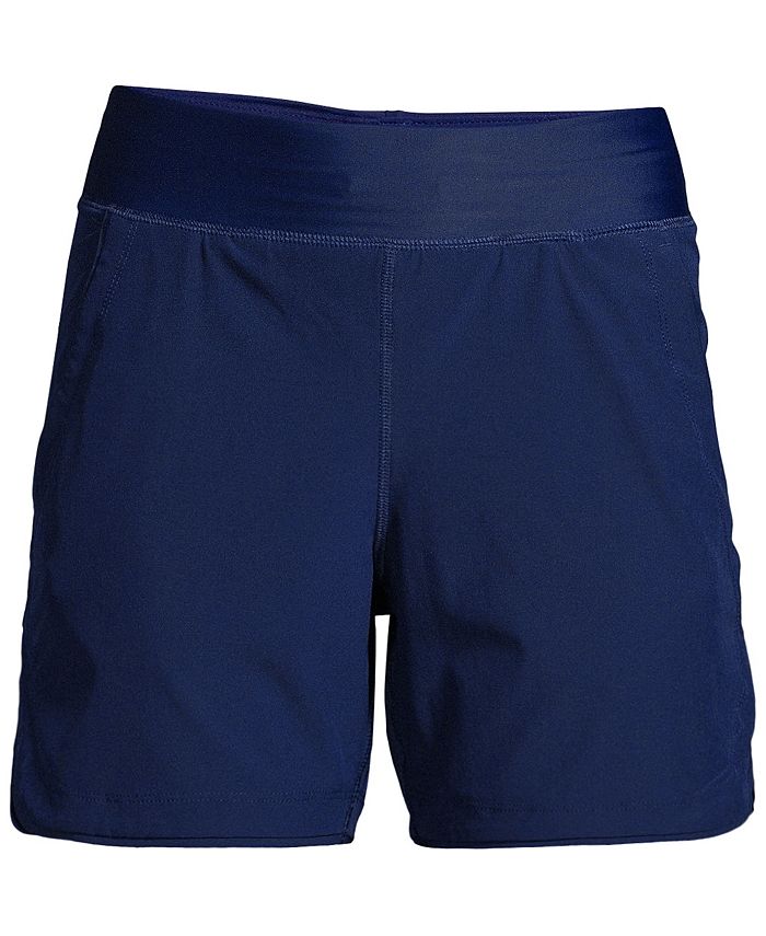 Lands' End Women's 5 Quick Dry Elastic Waist Board Shorts Swim Cover-up Shorts with Panty