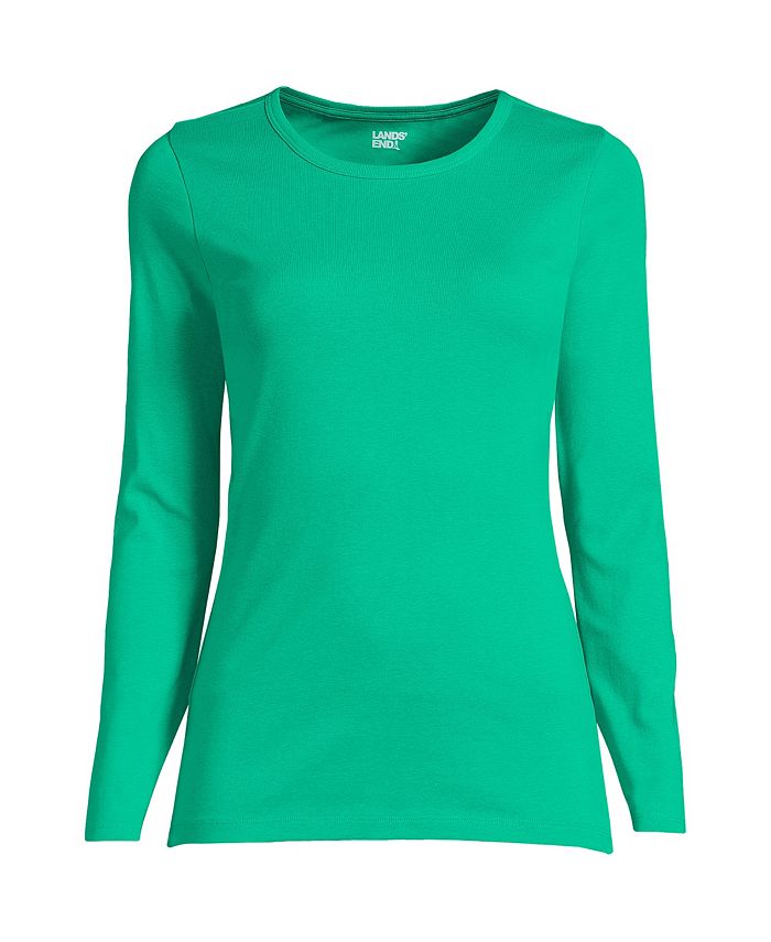 Lands' End Women's Petite Cotton Rib Long Sleeve Crewneck T-Shirt