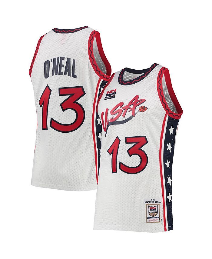 Mitchell & Ness Men's Shaquille O'Neal White USA Basketball 1996 Hardwood Classics Authentic Jersey