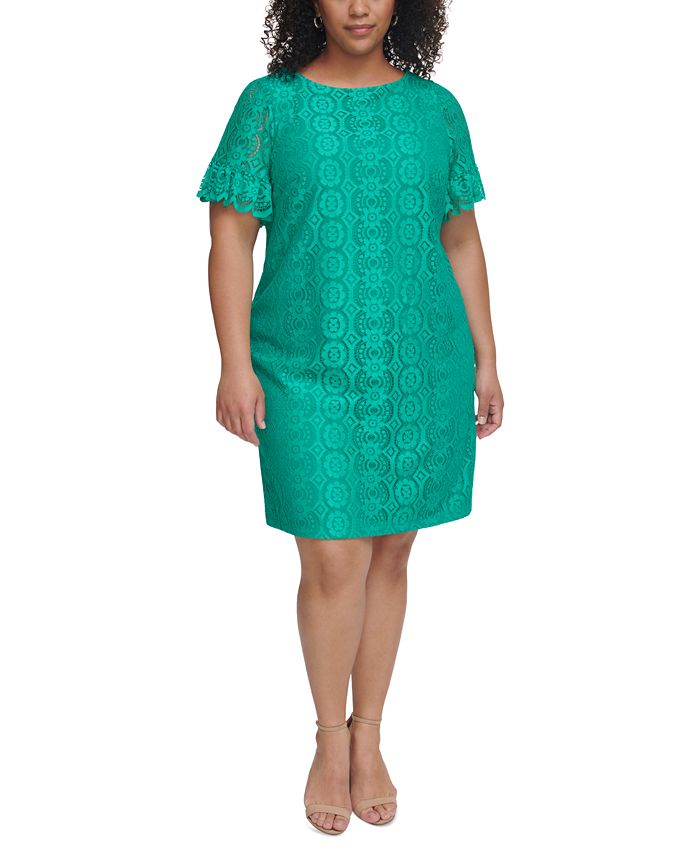 Jessica Howard Plus Size Lace Short-Sleeve Shift Dress
