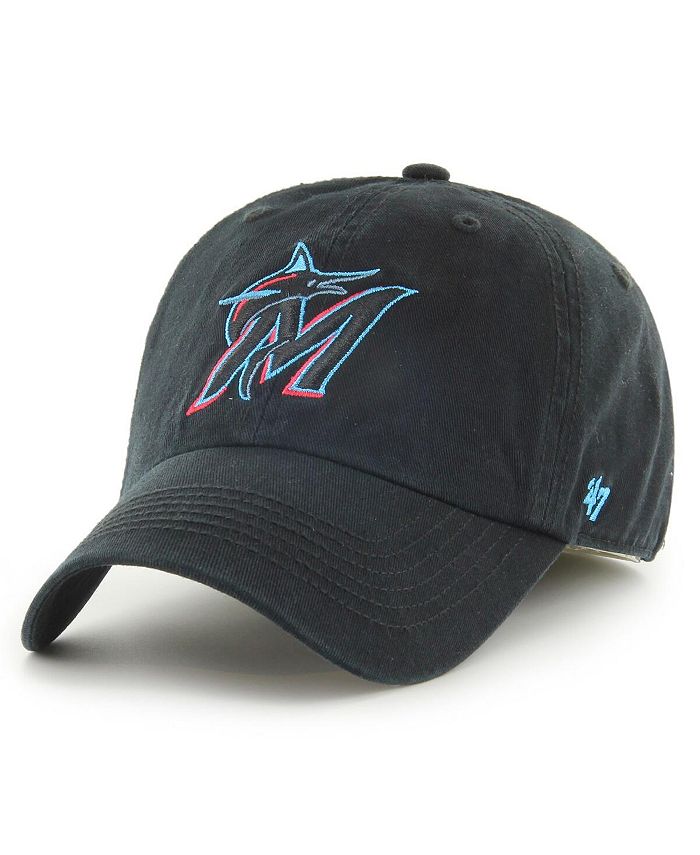 47 Brand Men's Black Miami Marlins Franchise Logo Fitted Hat