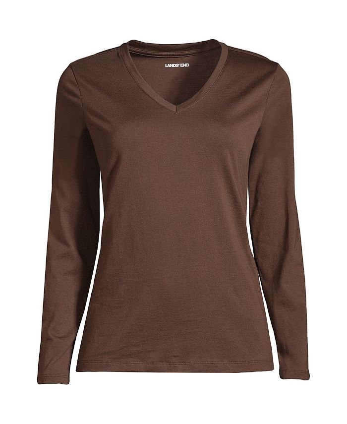 Lands' End Women's Tall Relaxed Supima Cotton Long Sleeve V-Neck T-Shirt