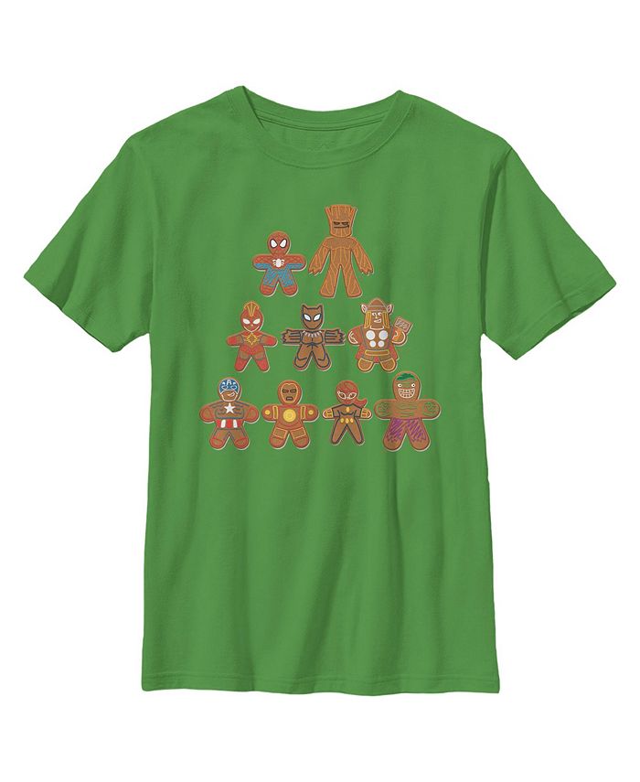 Marvel Boy's Christmas Gingerbread Cookie Tree Child T-Shirt