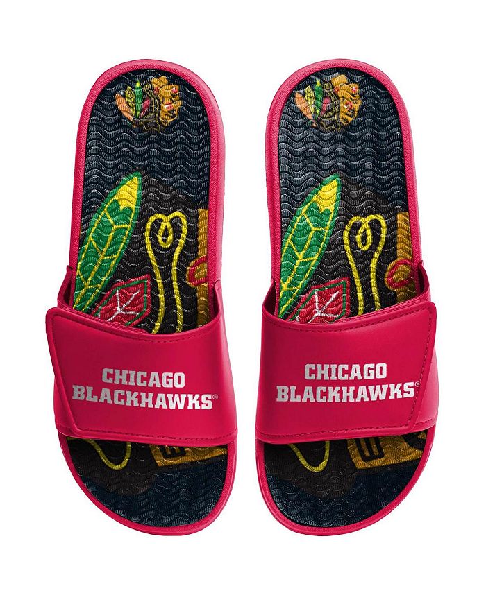 FOCO Men's Chicago Blackhawks Wordmark Gel Slide Sandals