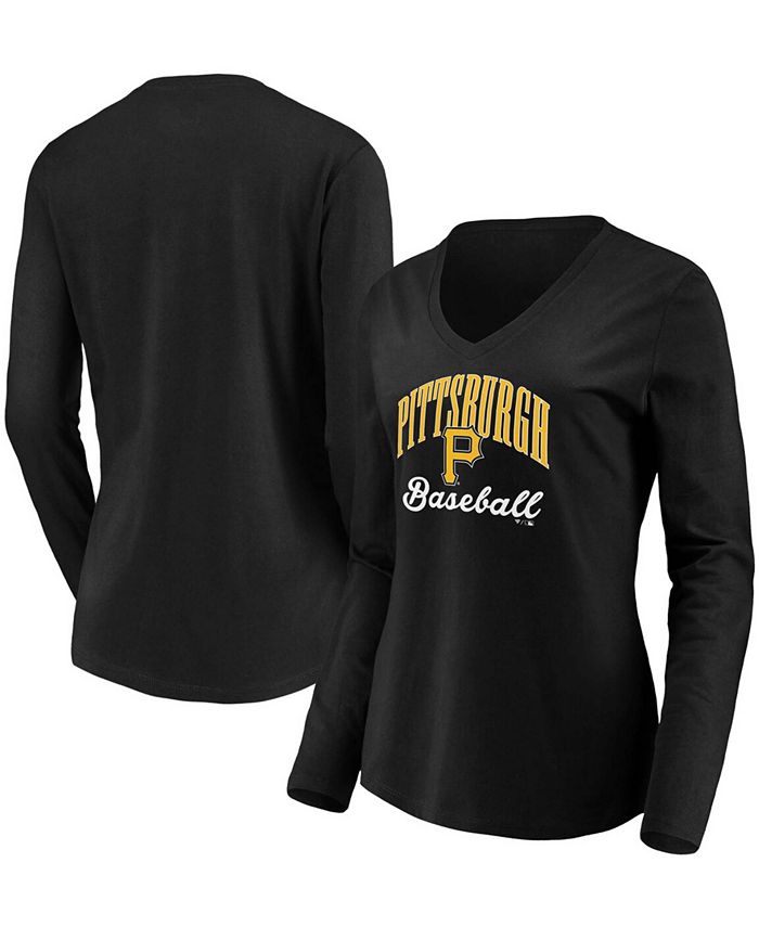 Fanatics Women's Black Pittsburgh Pirates Victory Script V-Neck Long Sleeve T-shirt