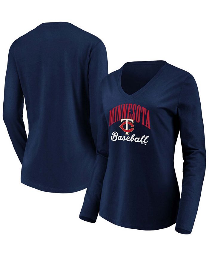 Fanatics Women's Navy Minnesota Twins Victory Script V-Neck Long Sleeve T-shirt