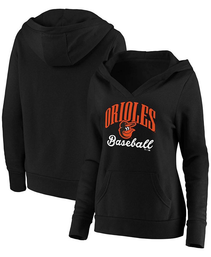 Fanatics Plus Size Black Baltimore Orioles Victory Script Crossover Neck Pullover Hoodie