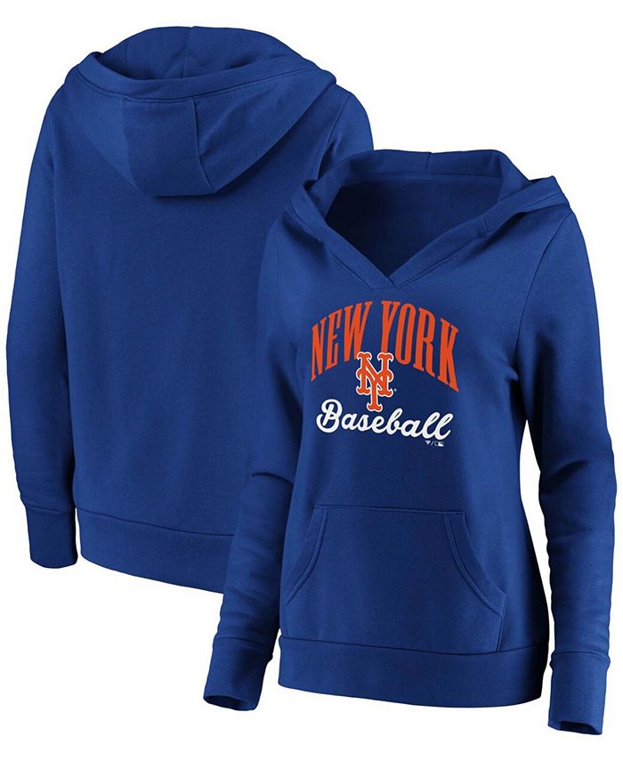 Fanatics Plus Size Royal New York Mets Victory Script Crossover Neck Pullover Hoodie