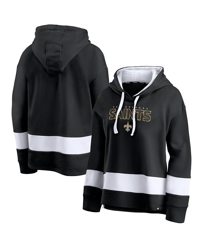 Fanatics Women's Branded Black and White New Orleans Saints Colors of Pride Colorblock Pullover Hoodie