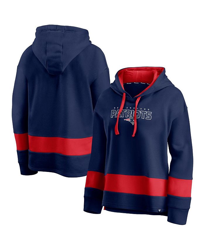 Fanatics Women's Branded Navy and Red New England Patriots Colors of Pride Colorblock Pullover Hoodie