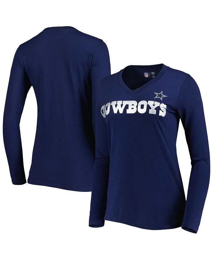 G-III 4Her by Carl Banks Women's Navy Dallas Cowboys Post Season Long Sleeve V-Neck T-shirt
