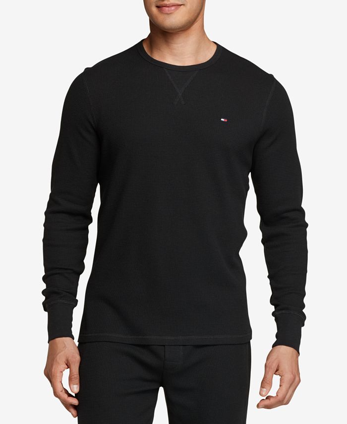 Tommy Hilfiger Men's Waffle-Knit Long-Sleeve Crewneck Top