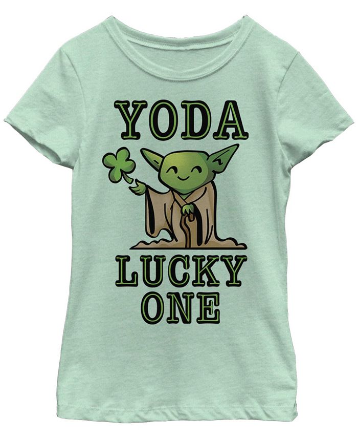 Fifth Sun Girl's Star Wars St. Patrick's Day Cartoon Yoda Lucky One Child T-Shirt