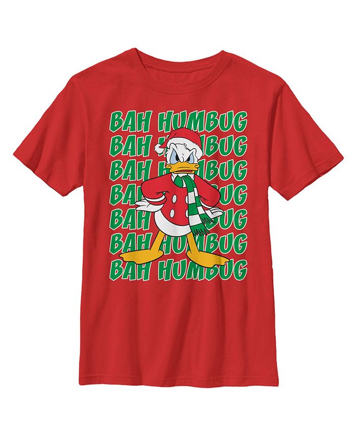 Disney Boy's Mickey & Friends Christmas Donald Duck Bah Humbug Child T-Shirt