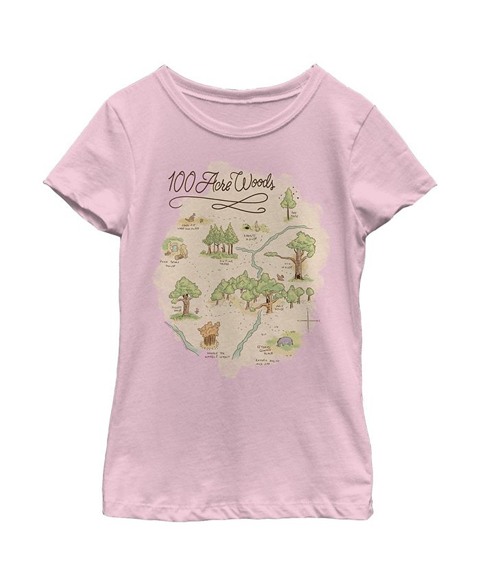 Disney Girl's Winnie the Pooh 100 Acre Woods Map Child T-Shirt