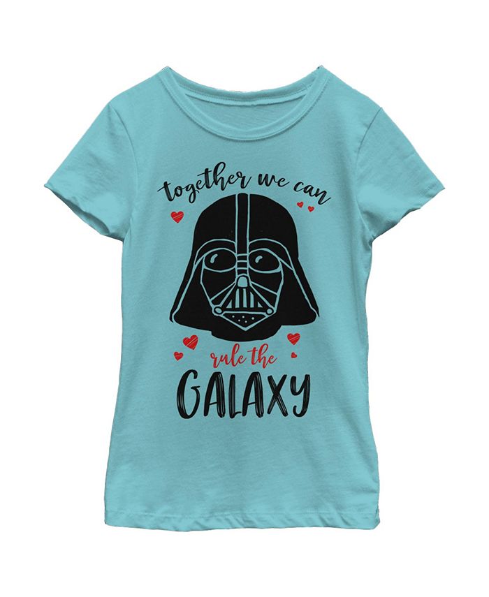 Disney Lucasfilm Girl's Star Wars Valentine's Day Darth Vader Together Rule the Galaxy Child T-Shirt