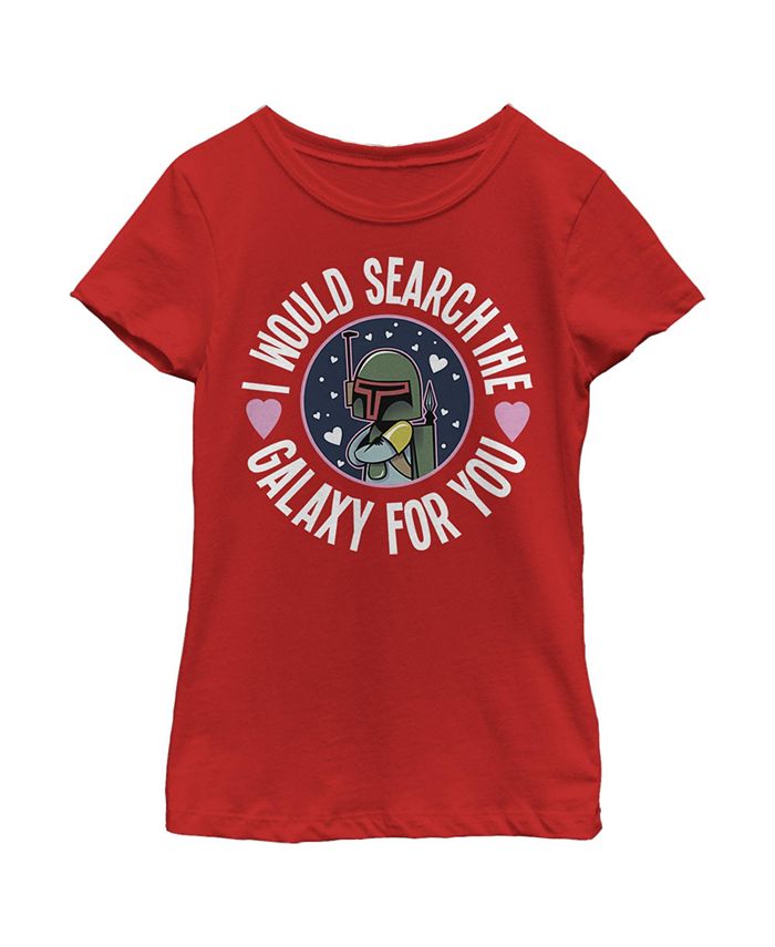 Disney Lucasfilm Girl's Star Wars Valentine Boba Fett Search the Galaxy Child T-Shirt